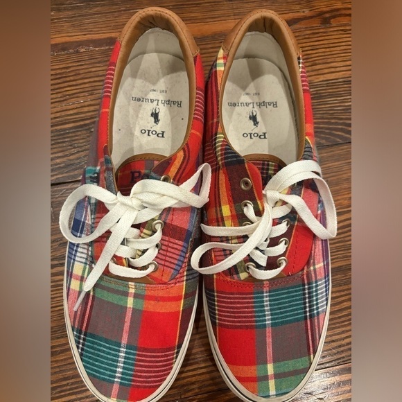 Polo Ralph Lauren Other - Men’s Ralph lauren polo Plaid Tennis Shoes Size 10.5